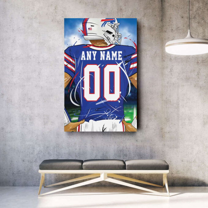 Buffalo Bills Jersey NFL Personalized Jersey Custom Name and Number Canvas Wall Art  Print Home Decor Framed Poster Man Cave Gift