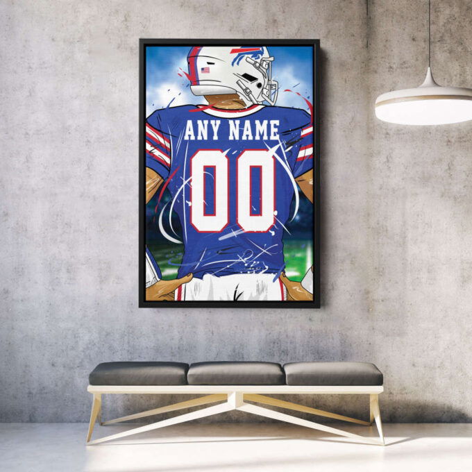 Buffalo Bills Jersey NFL Personalized Jersey Custom Name and Number Canvas Wall Art  Print Home Decor Framed Poster Man Cave Gift
