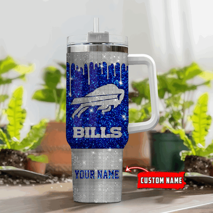 Buffalo Bills Personalized NFL Glitter and Diamonds Bling 40oz Stanley Tumbler