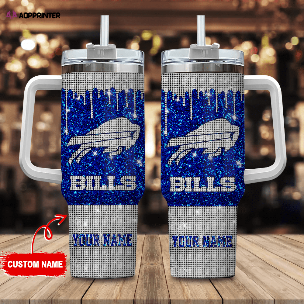 Buffalo Bills Personalized NFL Glitter and Diamonds Bling 40oz Stanley Tumbler Buffalo Bills Personalized NFL Glitter and Diamonds Bling 40oz Stanley Tumbler