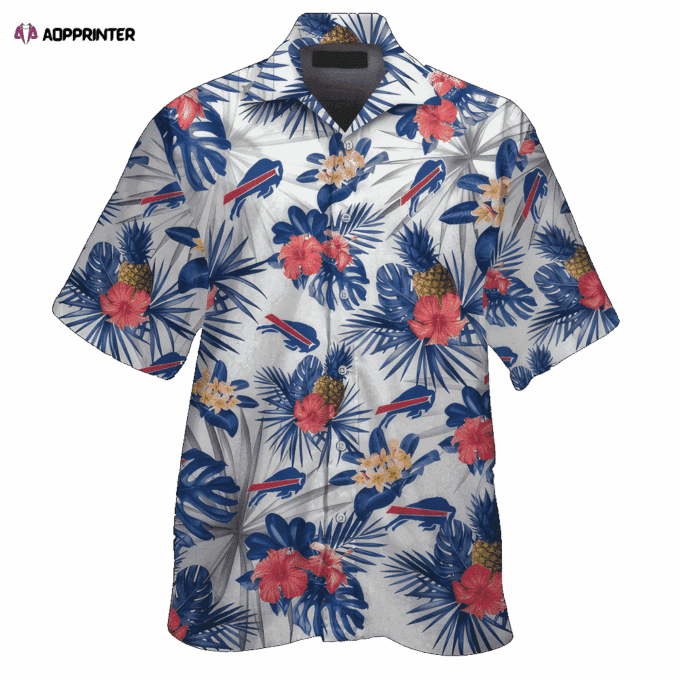 Buffalo Bills Short Sleeve Button Up Tropical Aloha Hawaiian Shirt MTE015