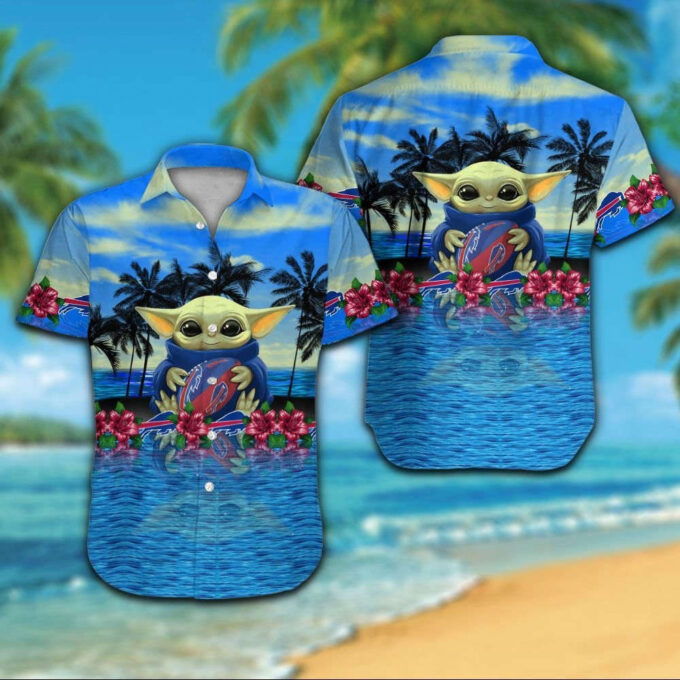 Buffalo Bills Short Sleeve Button Up Tropical Aloha Hawaiian Shirt Set for Men Women Kids MTE011