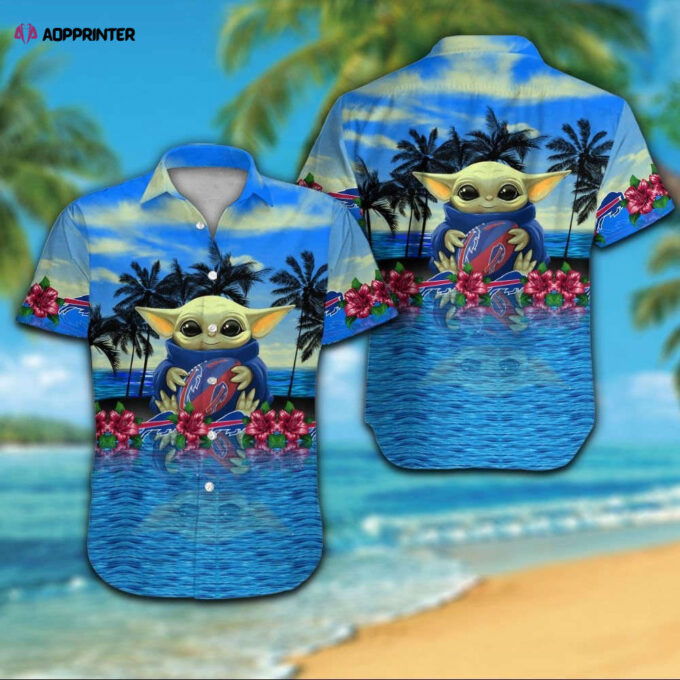 Buffalo Bills Short Sleeve Button Up Tropical Aloha Hawaiian Shirt Set for Men Women Kids MTE011