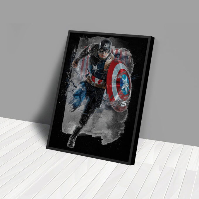 Captain America Poster Marvel Comics Art Canvas Wall Art Print Home Decor Framed Poster Gift for Kids