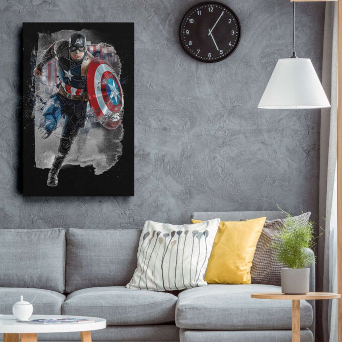 Captain America Poster Marvel Comics Art Canvas Wall Art Print Home Decor Framed Poster Gift for Kids