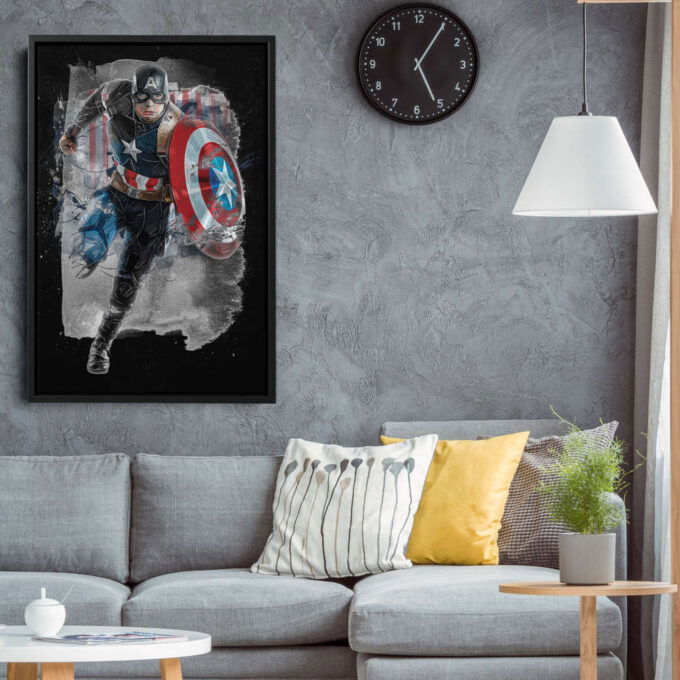 Captain America Poster Marvel Comics Art Canvas Wall Art Print Home Decor Framed Poster Gift for Kids