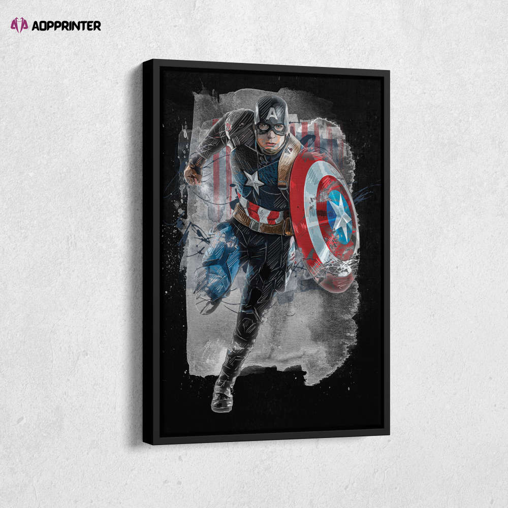 Captain America Poster Marvel Comics Art Canvas Wall Art Print Home Decor Framed Poster Gift for Kids Captain America Poster Marvel Comics Art Canvas Wall Art Print Home Decor Framed Poster Gift for Kids