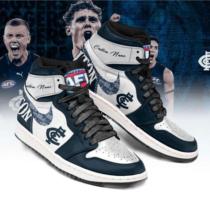 Carlton Blues AFL Personalized Air Jordan 1 Sneakers High Top For Fans