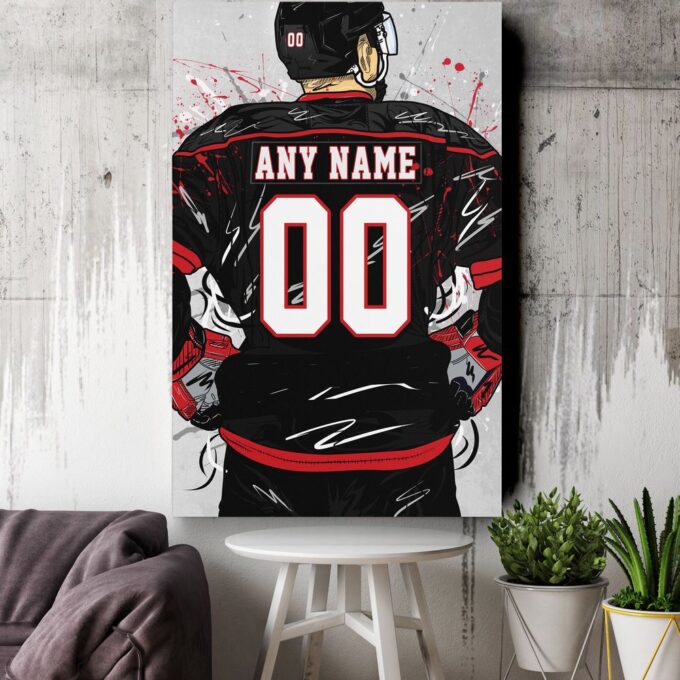 Carolina Hurricanes Jersey NHL Personalized Jersey Custom Name and Number Canvas Wall Art Home Decor Framed Poster Man Cave Gift