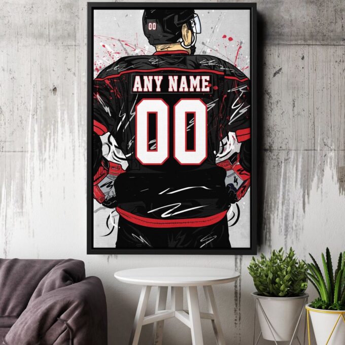 Carolina Hurricanes Jersey NHL Personalized Jersey Custom Name and Number Canvas Wall Art Home Decor Framed Poster Man Cave Gift