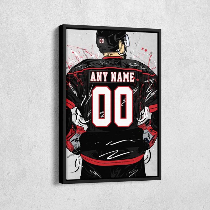 Carolina Hurricanes Jersey NHL Personalized Jersey Custom Name and Number Canvas Wall Art Home Decor Framed Poster Man Cave Gift