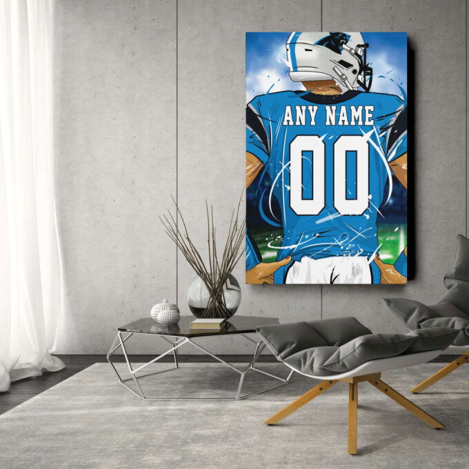 Carolina Panthers Jersey NFL Personalized Jersey Custom Name and Number Canvas Wall Art  Print Home Decor Framed Poster Man Cave Gift