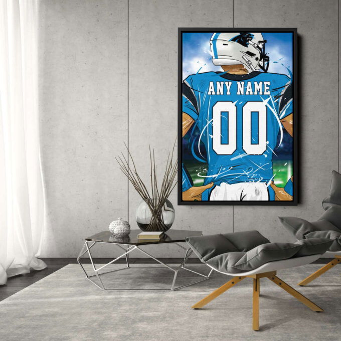 Carolina Panthers Jersey NFL Personalized Jersey Custom Name and Number Canvas Wall Art  Print Home Decor Framed Poster Man Cave Gift