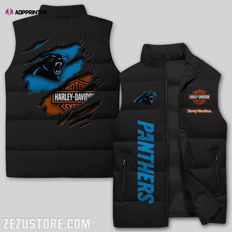 Carolina Panthers NFL Sleeveless Puffer Jacket Custom For Fans Gifts Carolina Panthers NFL Sleeveless Puffer Jacket Custom For Fans Gifts
