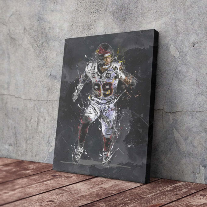 Chase Young Art Washington Commanders NFL Canvas Wall Art Home Decor Framed Poster Man Cave Gift