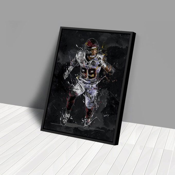 Chase Young Art Washington Commanders NFL Canvas Wall Art Home Decor Framed Poster Man Cave Gift