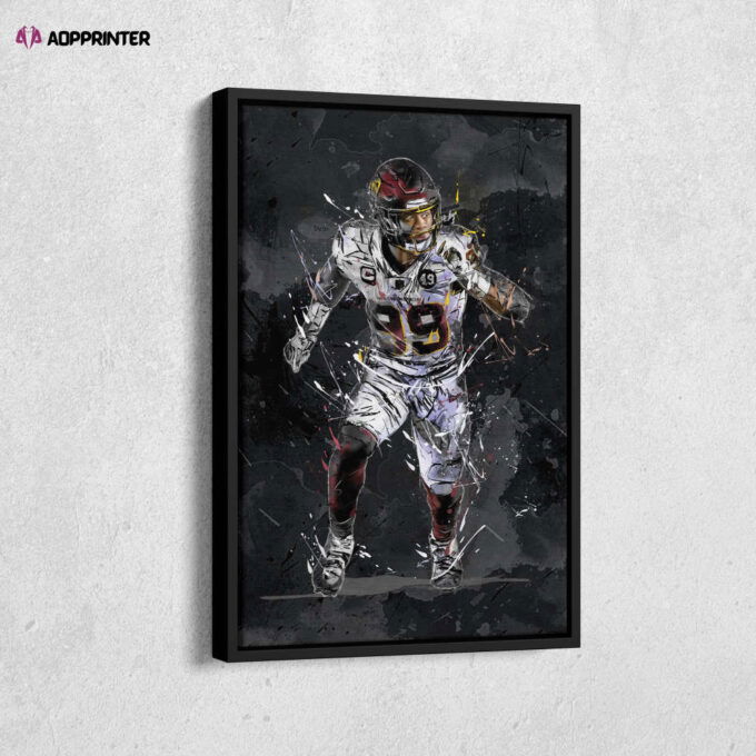 Chase Young Art Washington Commanders NFL Canvas Wall Art Home Decor Framed Poster Man Cave Gift