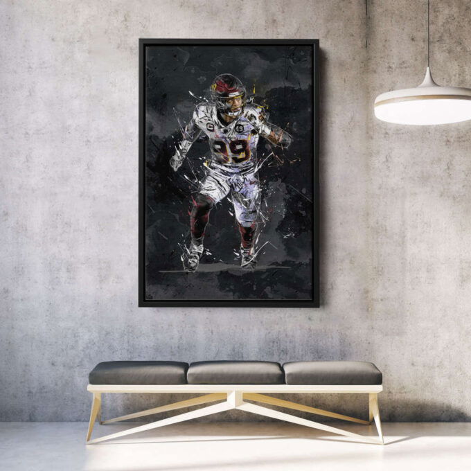 Chase Young Art Washington Commanders NFL Canvas Wall Art Home Decor Framed Poster Man Cave Gift