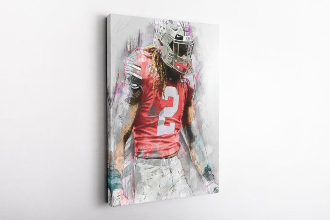 Chase Young Poster Ohio State Buckeyes Football Painting Canvas Unique Design Wall Art Print Hand Made Ready to Hang Custom Design