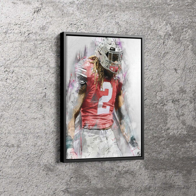 Chase Young Poster Ohio State Buckeyes Football Painting Canvas Unique Design Wall Art Print Hand Made Ready to Hang Custom Design