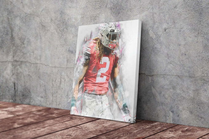 Chase Young Poster Ohio State Buckeyes Football Painting Canvas Unique Design Wall Art Print Hand Made Ready to Hang Custom Design