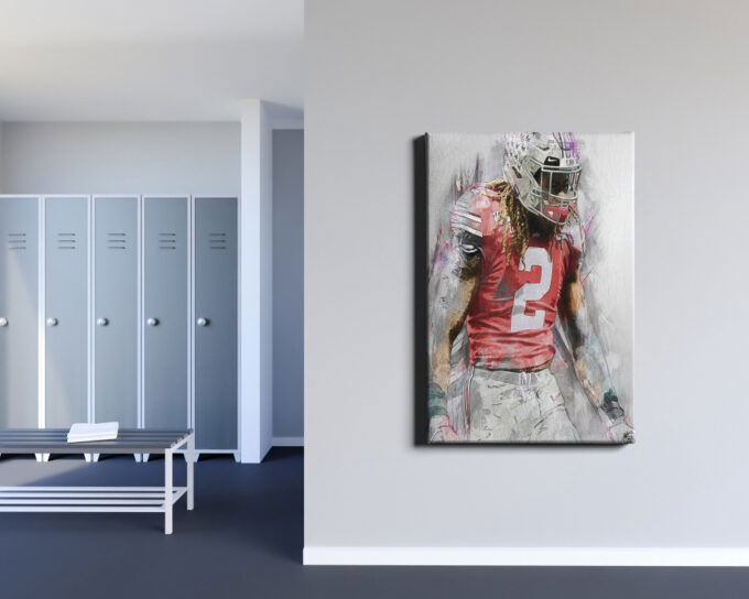 Chase Young Poster Ohio State Buckeyes Football Painting Canvas Unique Design Wall Art Print Hand Made Ready to Hang Custom Design