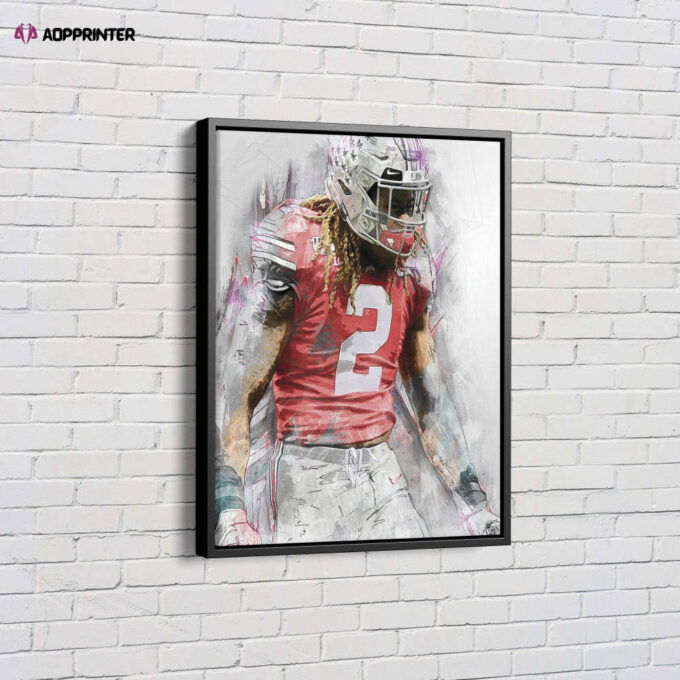 Chase Young Poster Ohio State Buckeyes Football Painting Canvas Unique Design Wall Art Print Hand Made Ready to Hang Custom Design