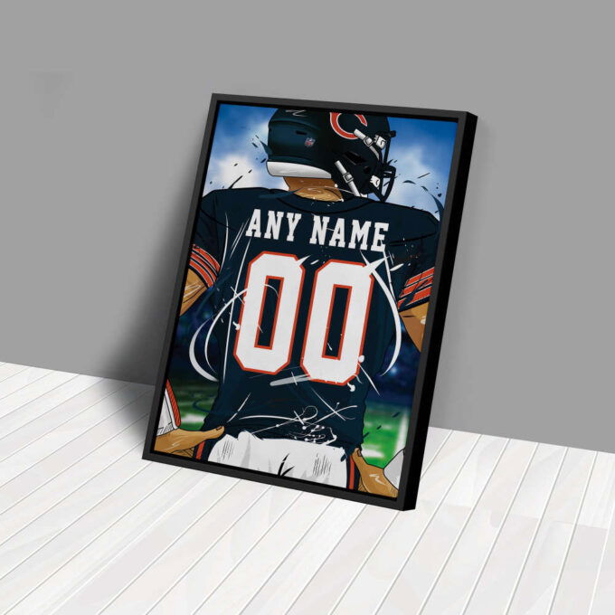 Chicago Bears Jersey NFL Personalized Jersey Custom Name and Number Canvas Wall Art  Print Home Decor Framed Poster Man Cave Gift