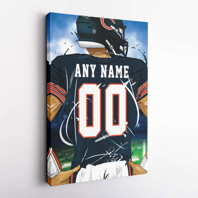 Chicago Bears Jersey NFL Personalized Jersey Custom Name and Number Canvas Wall Art  Print Home Decor Framed Poster Man Cave Gift