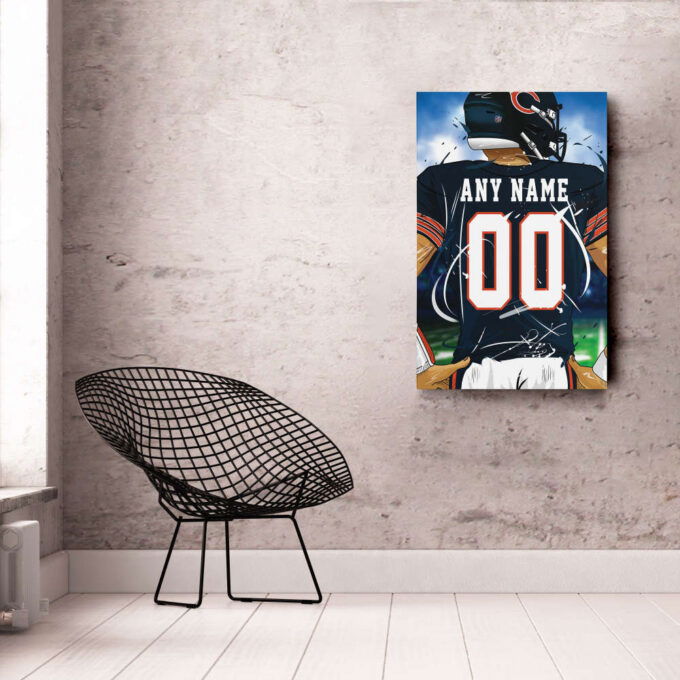Chicago Bears Jersey NFL Personalized Jersey Custom Name and Number Canvas Wall Art  Print Home Decor Framed Poster Man Cave Gift