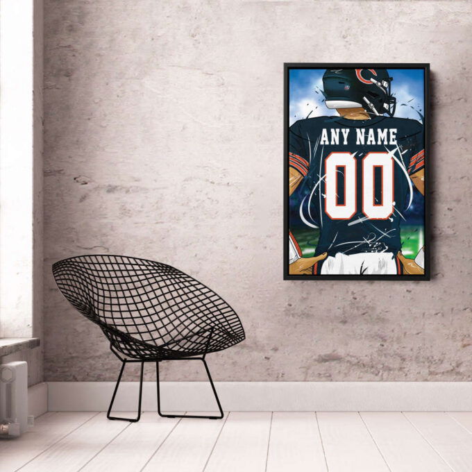 Chicago Bears Jersey NFL Personalized Jersey Custom Name and Number Canvas Wall Art  Print Home Decor Framed Poster Man Cave Gift