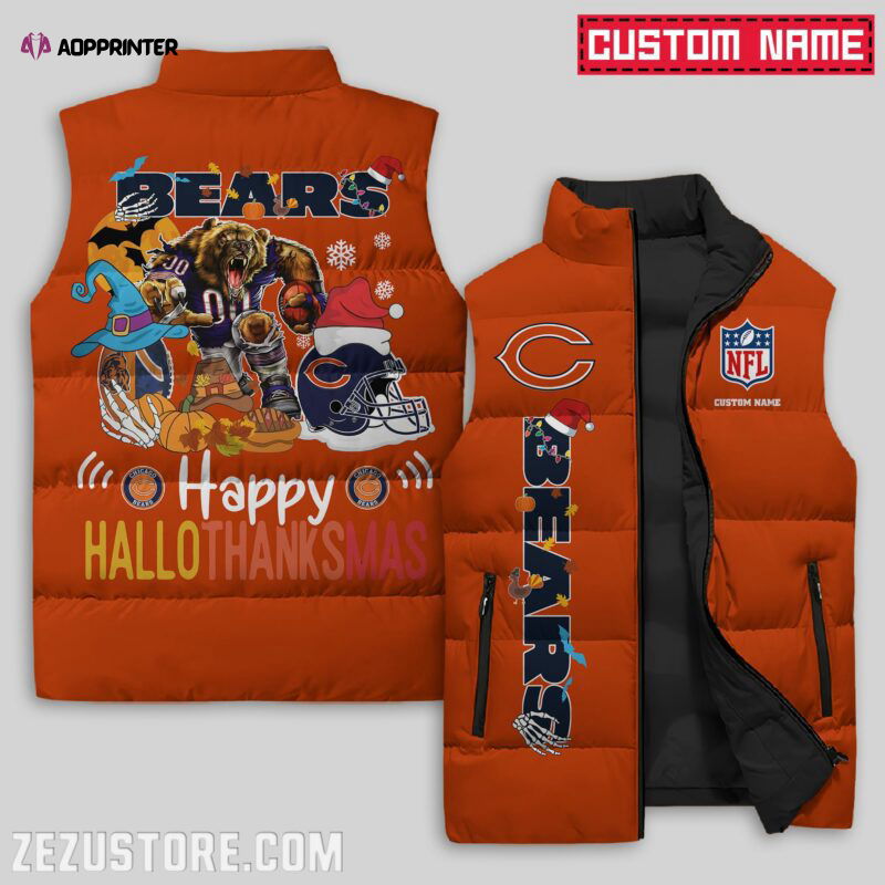 Chicago Bears NFL Sleeveless Puffer Jacket Custom For Fans Gifts Chicago Bears NFL Sleeveless Puffer Jacket Custom For Fans Gifts