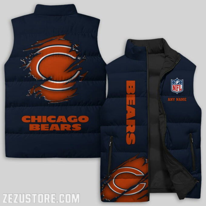Chicago Bears NFL Sleeveless Puffer Jacket Custom For Fans Gifts