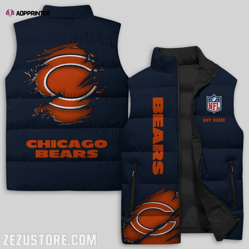 Chicago Bears NFL Sleeveless Puffer Jacket Custom For Fans Gifts Chicago Bears NFL Sleeveless Puffer Jacket Custom For Fans Gifts