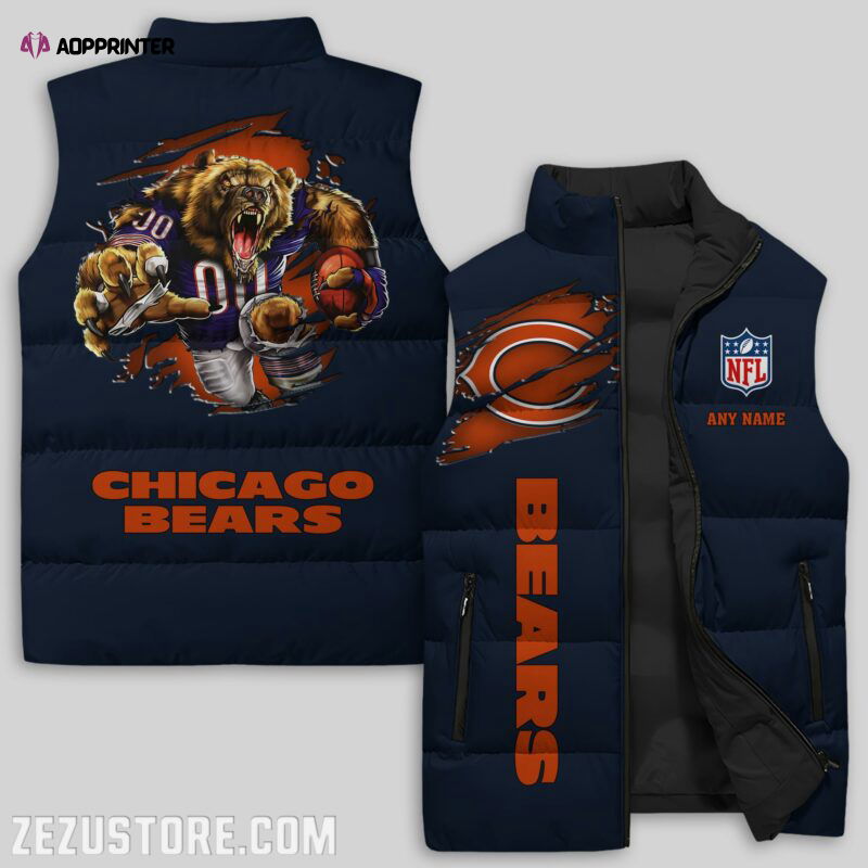 Chicago Bears NFL Sleeveless Puffer Jacket Custom For Fans Gifts Chicago Bears NFL Sleeveless Puffer Jacket Custom For Fans Gifts