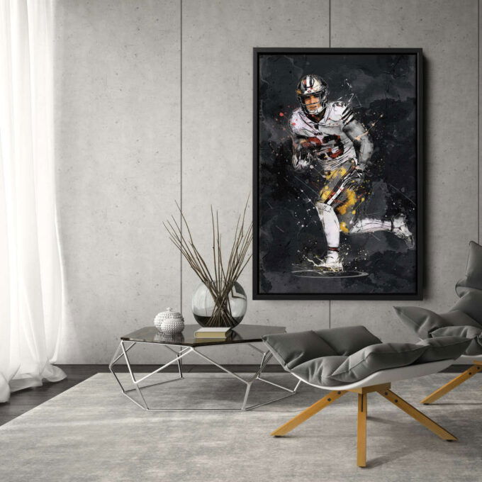 Christian McCaffrey Art San Francisco 49ers NFL Canvas Wall Art Home Decor Framed Poster Man Cave Gift