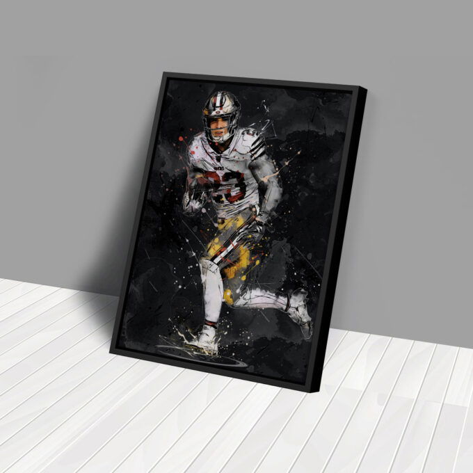 Christian McCaffrey Art San Francisco 49ers NFL Canvas Wall Art Home Decor Framed Poster Man Cave Gift