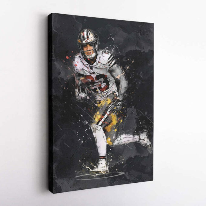Christian McCaffrey Art San Francisco 49ers NFL Canvas Wall Art Home Decor Framed Poster Man Cave Gift