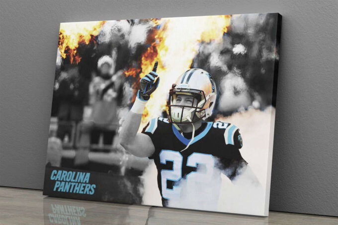 Christian McCaffrey Poster Carolina Panthers Running Back Canvas Unique Design Wall Art Print Hand Made Ready to Hang Custom Design