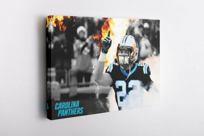 Christian McCaffrey Poster Carolina Panthers Running Back Canvas Unique Design Wall Art Print Hand Made Ready to Hang Custom Design