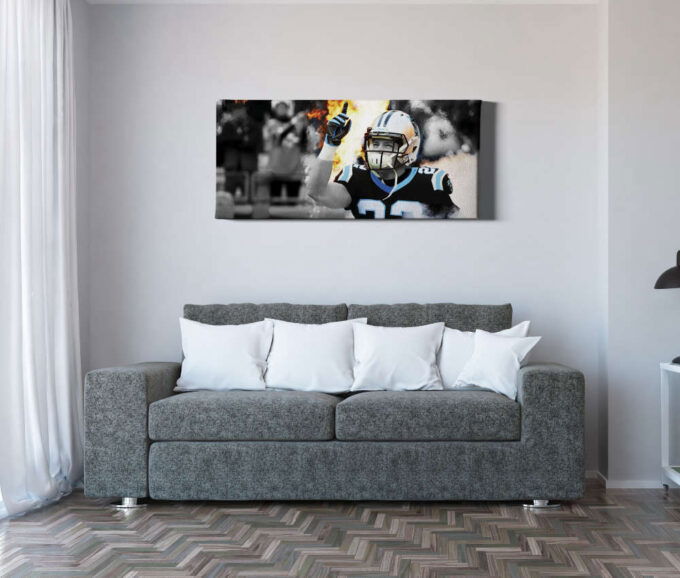 Christian McCaffrey Poster Carolina Panthers Running Back Canvas Unique Design Wall Art Print Hand Made Ready to Hang Custom Design