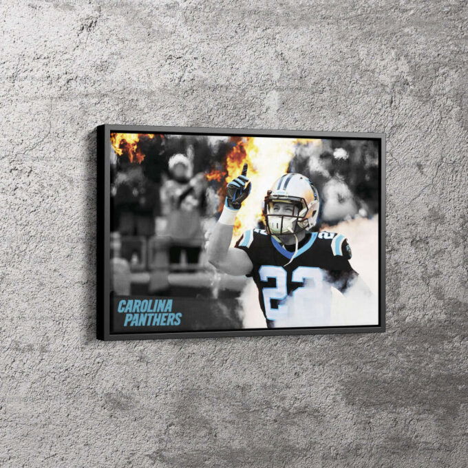Christian McCaffrey Poster Carolina Panthers Running Back Canvas Unique Design Wall Art Print Hand Made Ready to Hang Custom Design