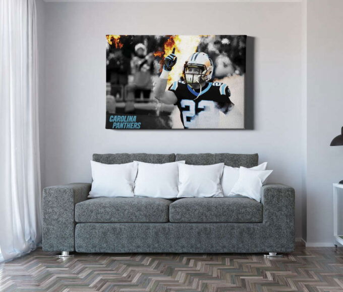 Christian McCaffrey Poster Carolina Panthers Running Back Canvas Unique Design Wall Art Print Hand Made Ready to Hang Custom Design