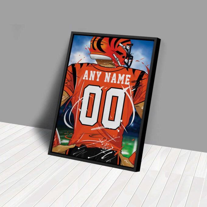 Cincinnati Bengals Jersey NFL Personalized Jersey Custom Name and Number Canvas Wall Art  Print Home Decor Framed Poster Man Cave Gift