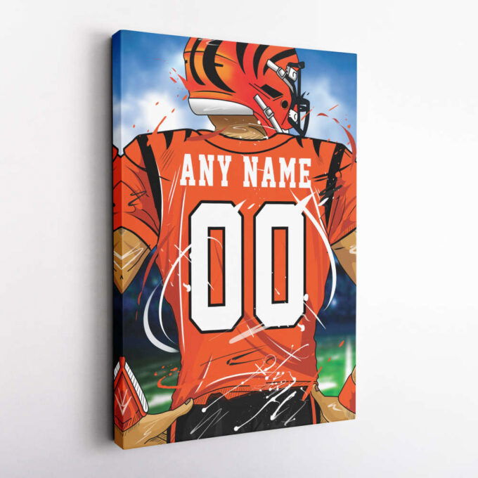Cincinnati Bengals Jersey NFL Personalized Jersey Custom Name and Number Canvas Wall Art  Print Home Decor Framed Poster Man Cave Gift