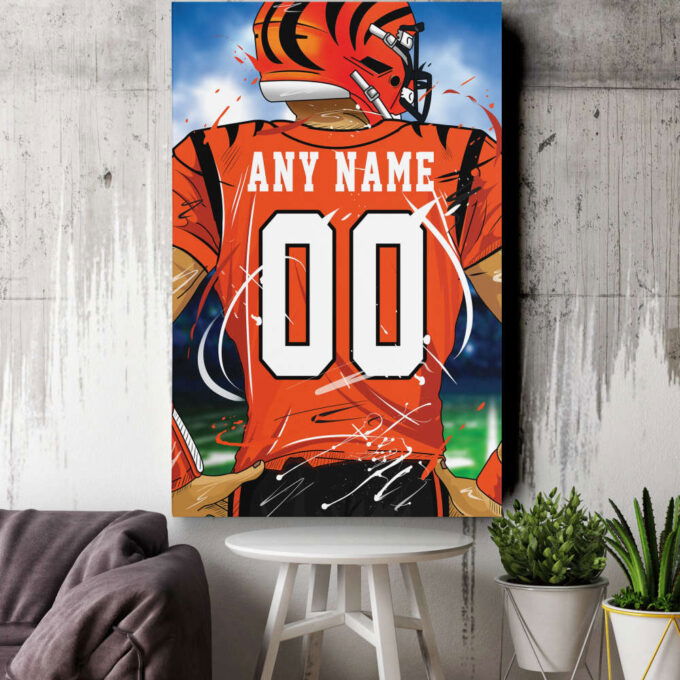 Cincinnati Bengals Jersey NFL Personalized Jersey Custom Name and Number Canvas Wall Art  Print Home Decor Framed Poster Man Cave Gift
