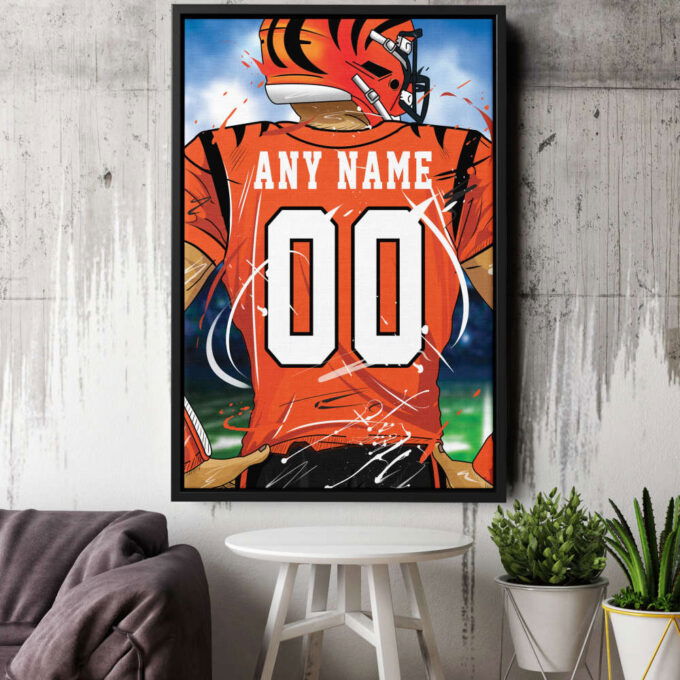 Cincinnati Bengals Jersey NFL Personalized Jersey Custom Name and Number Canvas Wall Art  Print Home Decor Framed Poster Man Cave Gift
