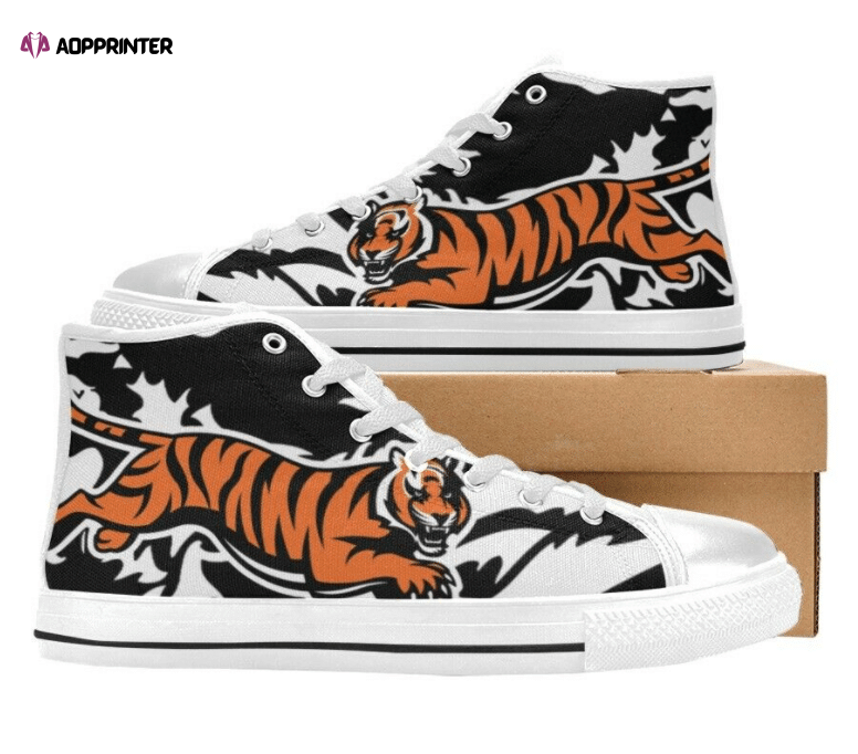 Cincinnati Bengals NFL Football Custom Canvas High Top Shoes HT1147 Cincinnati Bengals NFL Football Custom Canvas High Top Shoes HT1147