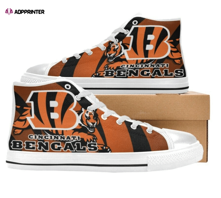 Cincinnati Bengals NFL Football Custom Canvas High Top Shoes Cincinnati Bengals NFL Football Custom Canvas High Top Shoes