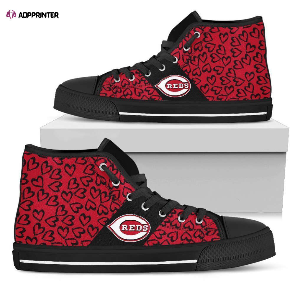Cincinnati Reds MLB Baseball Custom Canvas High Top Shoes Cincinnati Reds MLB Baseball Custom Canvas High Top Shoes